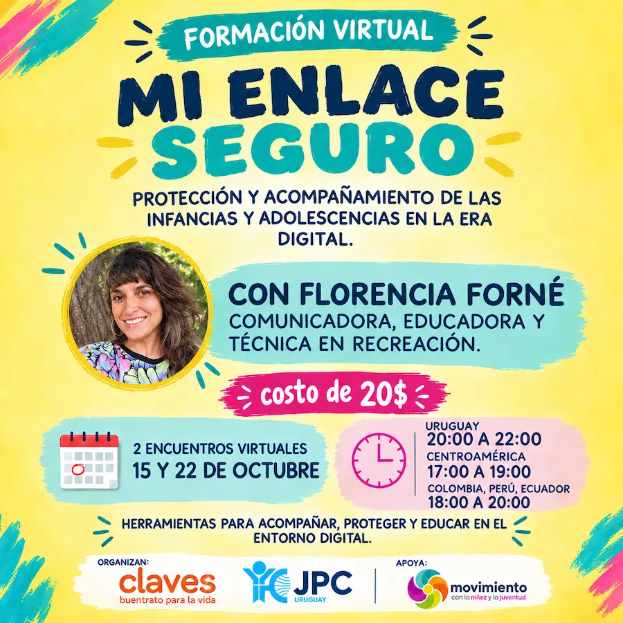 Te invitamos a “Mi enlace seguro”, una formación virtual para adquirir herramientas que nos ayuden a acompañar, proteger y educar en la era digital.<br />
